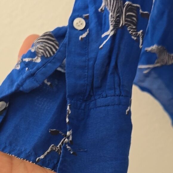 J. Crew Blue Long Sleeve Notched Collar Button Down Shirt 00 - Picture 3 of 7